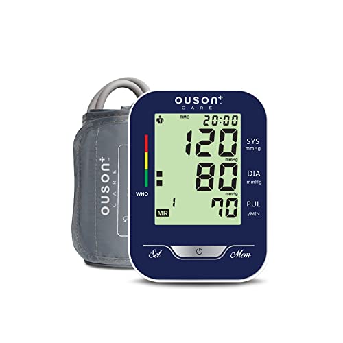 [LARGE SCREEN + 3 BACKLIGHT INDICATORS] Ouson+ Care - Digital Blood Pressure And Heart Beat Monitor - 22-32Cm Cuff Size - Standard