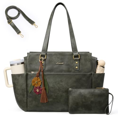 Image of LOVEVOOK Laptop Tote Bag for Women, Vintage Work Teacher Bag with Clutch