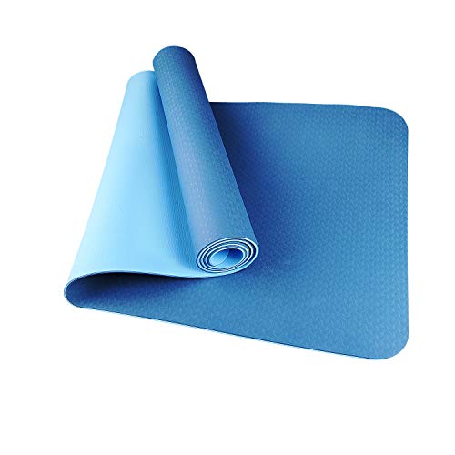 Etmury Yogamatte rutschfest Schadstofffrei Fitness Yogamatte Zweifarbige TPE Yogamatte Dünn Reise