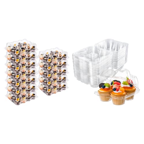 NPLUX Bundle of 30 Pack Cupcake Containers and 40 Pack Cupcake Boxes for 360 Cupcakes