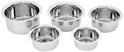 Image of Stainless Steel 5 Pcs Patila Set /Tope /Cookware Set with Lids (1 LTR to 3 LTR), 22 Guage Induction & Gas Stove Friendly 10 Pcs Set