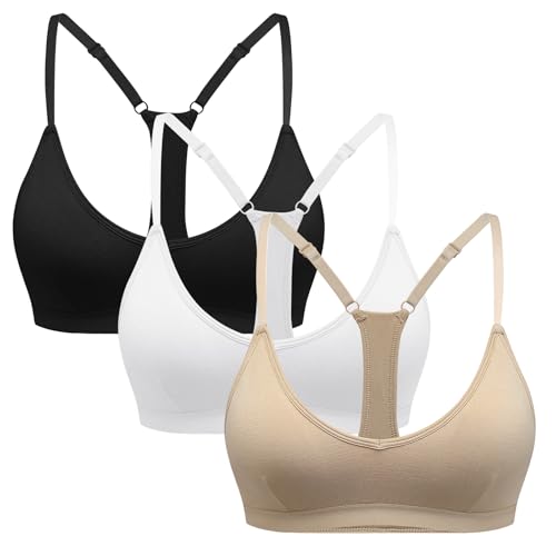 Image of INIBUD Sports Bras for Women Racerback Triangle Padded Bralette Y Back Seamless Bra No Underwire V Neck Wireless