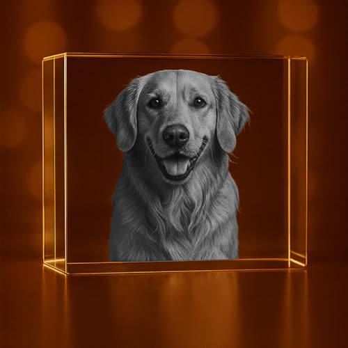 Personalized Pet 3D Engraved Crystal Keepsake – Custom Pet Photo & Text (XL Rectangle 4 * 6 * 3 inches)