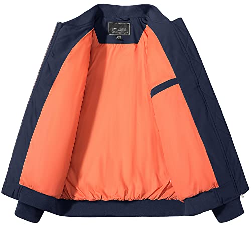 Tacvasen Men's Padded Jackets Winter Full Zipper Fleece Casual Bomber Varsity Coat Navy M #TOP2