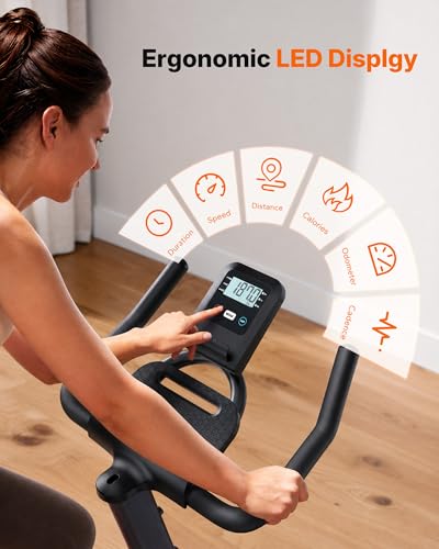 Image of Merach Magnetic Exercise Bike, Heavy Duty Stationary Bike with Automated Resistance, 300 350 Lbs Weight Capacity, Low Noise Indoor Workout Bike for Home Gym with Self-Developed App