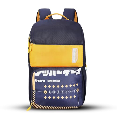 Image of uppercase Campus School Backpack | Well-Padded, Double Compartment with File Sleeve, Organizers, Side Bottle Pocket | For Boys & Girls | 500 Days Warranty