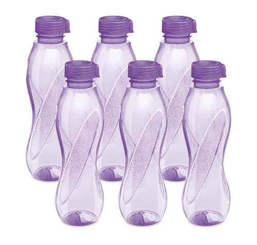 MILTON Oscar, Pack of 6 Water Bottles, 1 Litre each, Reusable Plastic Fridge Bottle Set, BPA Free and Leak Proof Bottles for Travel, Work, Purple MILTON Oscar, Pack of 6 Water Bottles, 1 Litre each, Reusable Plastic Fridge Bottle Set, BPA Free and Leak Proof Bottles for Travel, Work, Purple