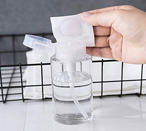 2 Pieces 3.5 oz (100ml) Plastic Pump Dispenser Empty Bottle,Push Down Nail Polish Remover Pumping Bottle Dispenser with Flip Top Cap