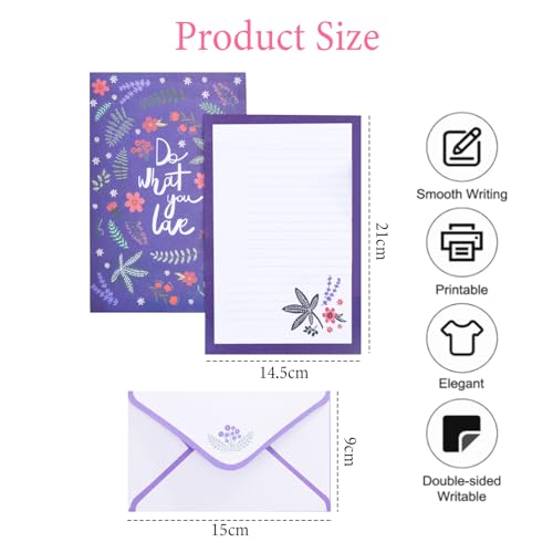 Xugoox Stationary Paper and Envelopes Set, 60Pcs Letter Writing Paper and 30Pcs Envelops with 500Pcs Sealing Stickers, Cute Stationary Set for Invitations Gifts Holiday Wishes (10 Sets) - Image 3
