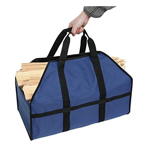 Log Carrier Bag for Wood- Extra Large Canvas Log Carrying Bag for Hearth, Strong Logging Package for Wood, Blue Cover