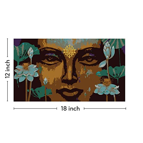 Image of RANGOLI 100% Cotton Stretched Canvas Painting 400 GSM, Framed Ancient Shree Murti Canvas Abstract Wall Art for Living Room, 3D Paintings for Wall Decor (12 x 18 Inch With Frame)
