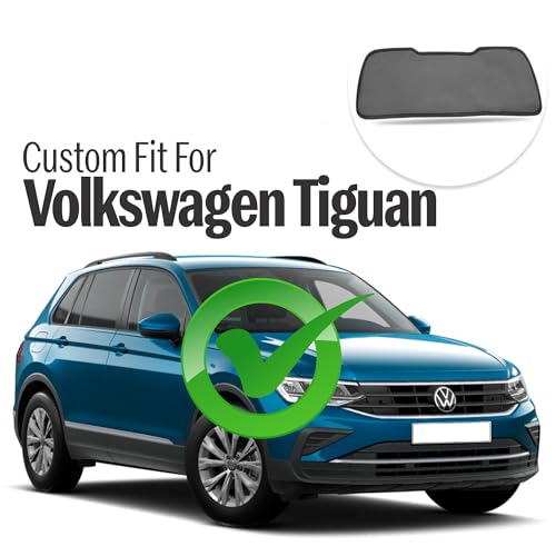 Image of Autofact Dicky Curtain for Volkswagen Tiguan | Custom Fit Rear Windshield Sunshade | Foldable Mesh | Privacy & Cooling Car Accessory | Car Rear Sun Shade UV Block Easy Install Durable Black Mesh