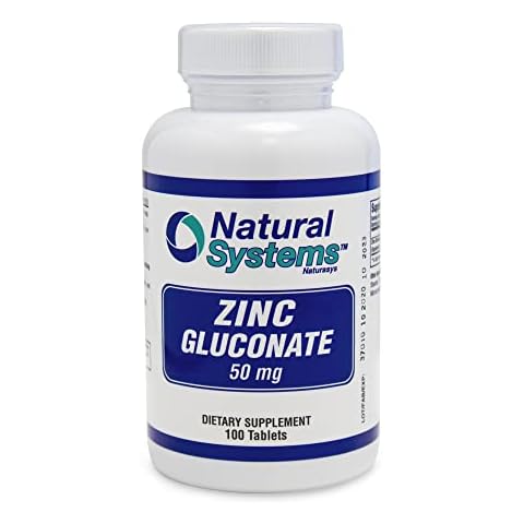 Natural Systems Zinc Gluconate 50 mg - Supports Your Immune System - Helps Bone and Muscle Strength - Elemental Minerals for Your Diet - Great Nutrition Supplement Cover