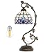 Tiffany Lamp White Blue Stained Glass and Baroque Style Table Lamps Wide 8 Inch Height 21 Inch for Living Room Antique Desk Beside Bedroom Set S003B WERFACTORY