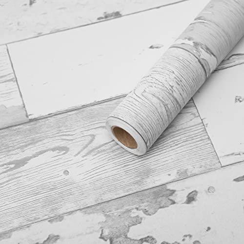Art3D 120"X17.3" Peel And Stick Wallpaper - Decorative Self Adhesive Contact Paper For Cabinets Countertop Shelf Kitchen Wallpaper,White-Washed #TOP5