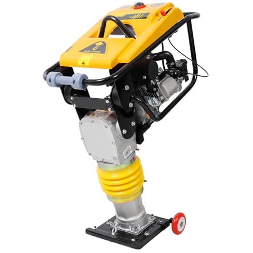 7HP Gas Engine Powered Tamper Rammer Jumping Jack Compactor Walk-Behind Jumping Jack Compactor Gas Powered Rammer 196CC Engine Tamper for Concrete & Soil