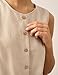 Tanming Womens Cotton Linen Suit Vest Summer Casual Sleeveless Button Down Tank Tops Fashion Work Waistcoat(Apricot-XL)