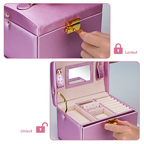 Boîte à bijoux pour femme rangement bagues colliers et miroir - 8