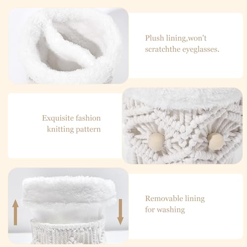 Support de lunettes doublé en peluche avec 2 compartiments de rangement stables - 4
