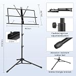 New bee 2 Pack Music Stand for Sheet Foldable with Carrying Bag, Metal Sheet Music Stand Portable, Adjustable Podium Stand with Tripod Base and Sheet Music Folder