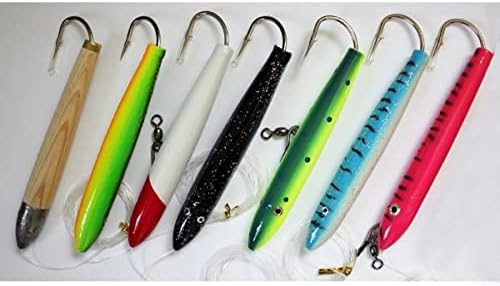 Lot of 6 Rigged 6" Cedar Plugs Tuna, Mahi Fishing