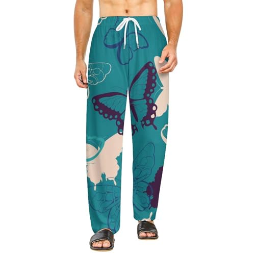 Pyjama long femme vert papillon S mettant fin aux pantalons d'intérieur sans poches