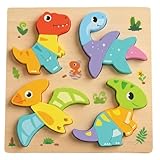 Kinderland Toys Brinquedo Educativo Quebra-cabeça 3D Montessori para Bebés de 1 a 3 Anos de Idade Desenvolvimento Motor Presente para Meninos e Meninas (Dinossauro)