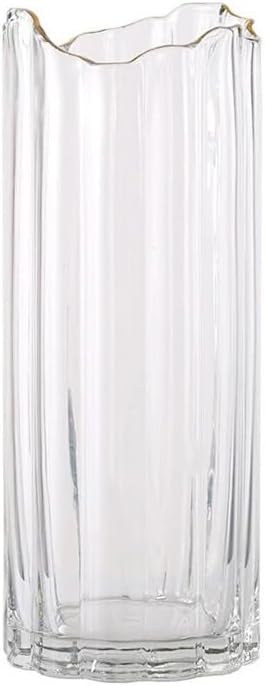 Heavy Glass Vase for Flower Tall Vase Cylinder Vase Tabletop Decoration Green 4.7" L x 4.7" W x 11.8" H