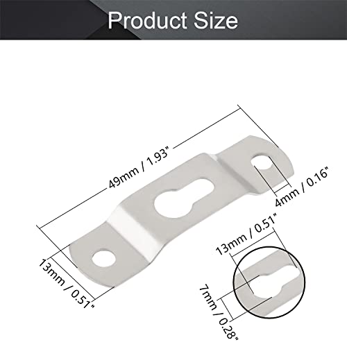 Image of MroMax 50PCS Keyhole Hanging Plate 1.93 inch x 0.51 inch Single Hole Hook for Hanging Paintings Artwork Picture Frame Hook Photos White Tone