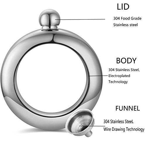 Image of Bracelet Flask Bangle Flask Creative Stainless 304 Steeland Hip Flask Funnel Set For Women 3.5 oz (Rose Red)