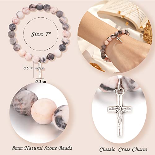 Dabem Christian Gifts For Women, Natural Sone Cross Bracelet Religious Gifts For Women Teen Girls #TOP4