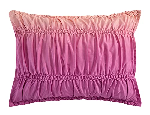 Image of Heritage Kids Warm Ombre Ruched 2 Piece Comforter Set, Twin, Pink and Peach