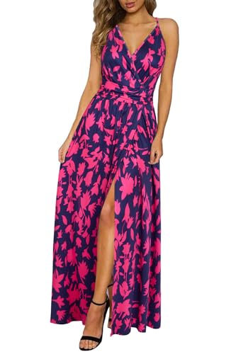 Image of Newshows Women's 2026 Lightweight Summer Wedding Guest Beach Vacation Casual V Neck Split Flowy Maxi Dress