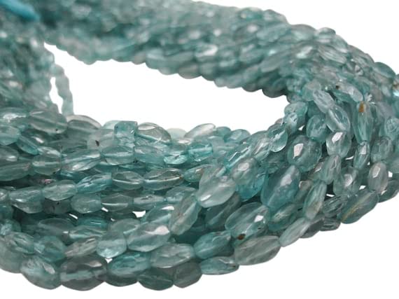 Perles d'apatite facettées ovales 4x6mm pour création de bijoux DIY - 2