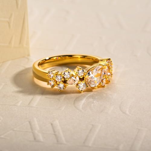 1.68cttw-2.29cttw Cubic Zirconia Half Eternity Rings Wedding Bands Round Cut/Pear Cut/Raidant Cut 5A Grade D Color Lab Grown Diamond CZ Stackable Anniversary Band Ring for Women4