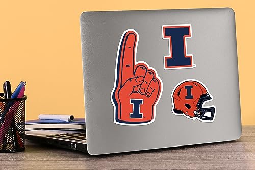 Image of University of Illinois 8ct Vinyl Large Deluxe Stickers Variety Pack - Laptop, Water Bottle, Scrapbooking, Tablet, Skateboard, Indoor /Outdoor - Set of 8