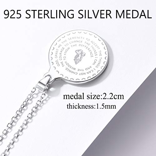 U7 925 Sterling Silver Coin Medal Praying Hands Necklace Chain 20" Men Women Bible Verse Prayer Pendant Necklaces, Mother's Day Gift4