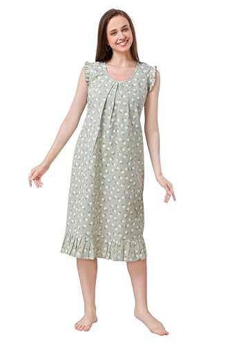 Image of Women's Viscose Blend Comfort Short Nighty with Side Pockets | Soft Printed Short Night Dress for Everyday Wear | Easy to Wear (CS5001)