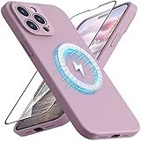Picture of Vooii Compatible with iPhone 14 Pro Magnetic Case, [9H Screen Protector] [Camera Protective] [Soft Microfiber Lining] Liquid Silicone Shockproof Case for iPhone 14 Pro - Lavander Purple