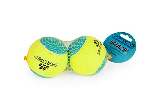 SPORTSPET Lot de 2 balles de tennis pour chien Cover