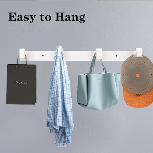 Image of Coat Rack, Heavy Duty Stainless Steel 4 Tri Coat Hook Hanger, Wall Mounted Storage Wall Hooks, Rustic Clothes Hook /Key Hook Rail for Bathroom Kitchen Entryway(4 Hook White)
