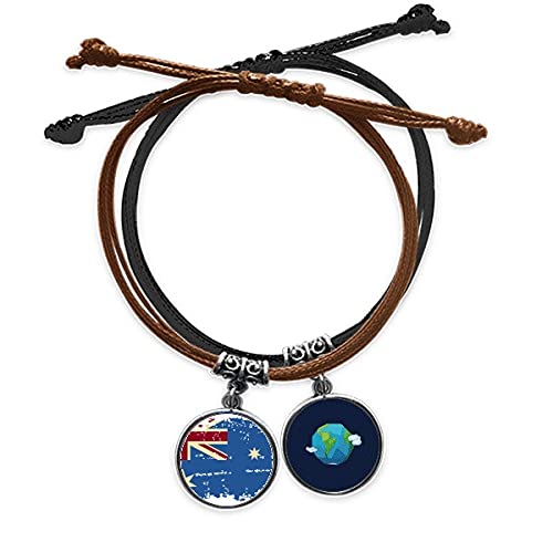 Pulsera de cuero premium con la bandera de Australia e ilustración retro artesanal