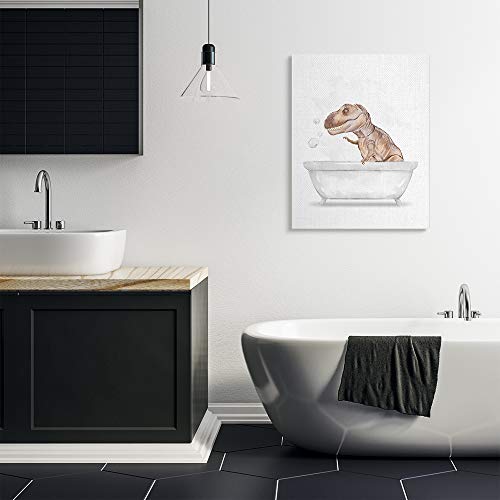 Image of Stupell Industries 'T-Rex Dino in Bubble Bath', Canvas Art, 30 x 40 Inches, Easy to Hang and Sturdy, Made in USA, by Ziwei Li