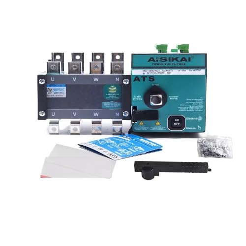 Generador diésel AIS-KAI ATS de 100 A, 160 A, 250 A, 4 polos, con interruptor de transferencia automático de doble potencia, CA 220 V, apto for generador monofásico trifásico.(AISIKAI 250A 4P)