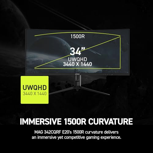 Image of MSI MAG 342CQRF E20 34-Inch UWQHD (1500R) Gaming Monitor, 3440 x 1440 Rapid VA, 200Hz, 0.5ms