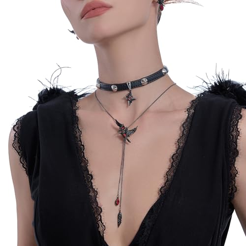 Glamorous Black Crow pendant necklace with Gothic vibe long necklace ladies fashion accessory M33572