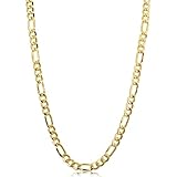Kooljewelry 14k Yellow Gold Filled Solid Figaro Link Necklace (4.35 mm, 22 inch)