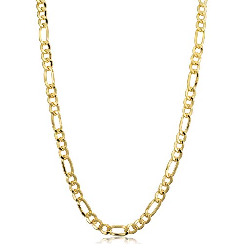 Kooljewelry 14k Yellow Gold Filled Solid Figaro Link Necklace (4.35 mm, 22 inch)