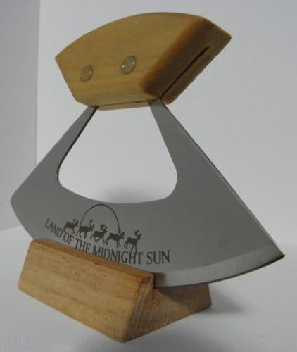 Alaska Umialik Style Ulu Knife with Alaska Birchwood Handle and 6 Inch Etched Blade