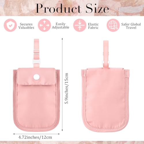 Image of Travel Pouch Undercover Bra Wallet Secret Stash Pocket with Adjustable Elastic Strap for Passport Valuables Pink